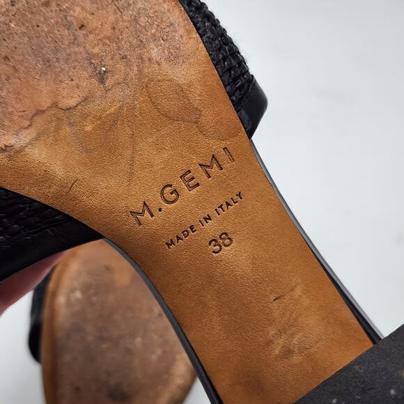 M. Gemi The Nadia Black Woven Leather Open Toe Block Heel EU 38 US 7.5 Sandals - Picture 8 of 8